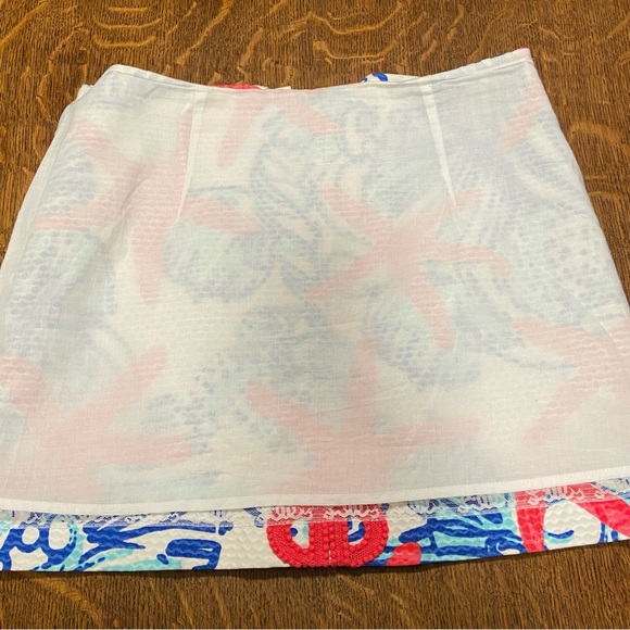 LILLY PULITZER TATE MINI SHE SELLS SEASHELLS STARFISH RED PRINT PREPPY SKIRT - Picture 15 of 16